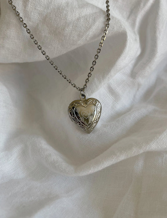 Silver Fireheart Locket Necklace